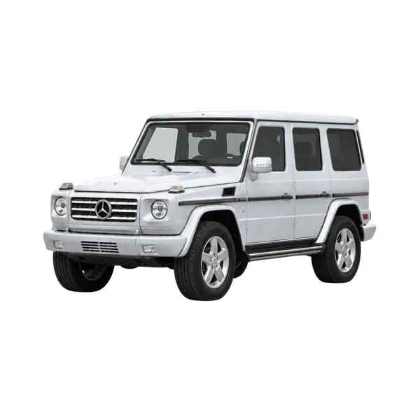 silver 2004 Mercedes-Benz G-Class front three-quarter (facing left) view