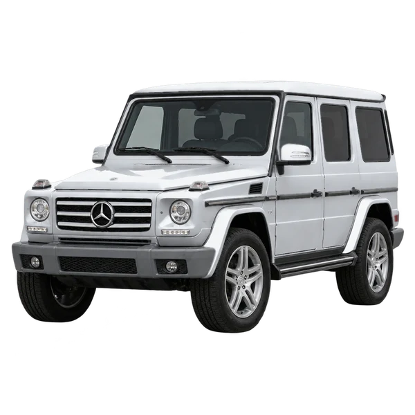 silver 2018 Mercedes-Benz G-Class front three-quarter (facing left) view