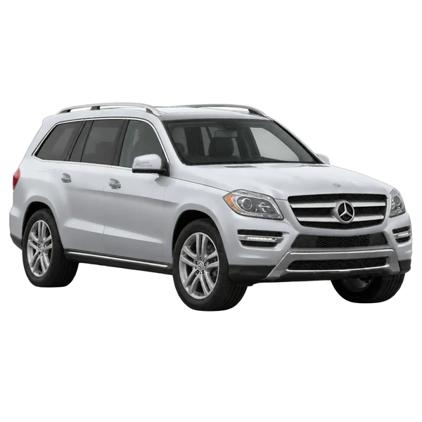 silver 2013 Mercedes-Benz GL-Class front three-quarter (facing left) view