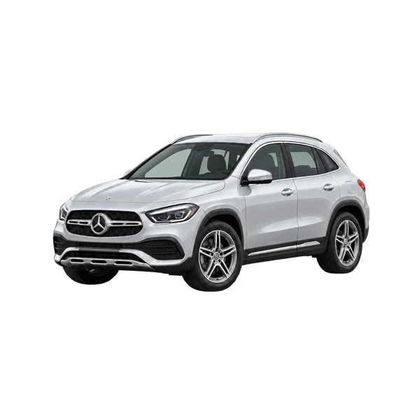 silver 2021 Mercedes-Benz GLA front three-quarter (facing left) view