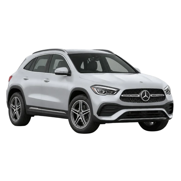 silver 2023 Mercedes-Benz GLA-Class front three-quarter (facing left) view
