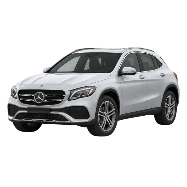 silver 2025 Mercedes-Benz GLA250 front three-quarter (facing left) view