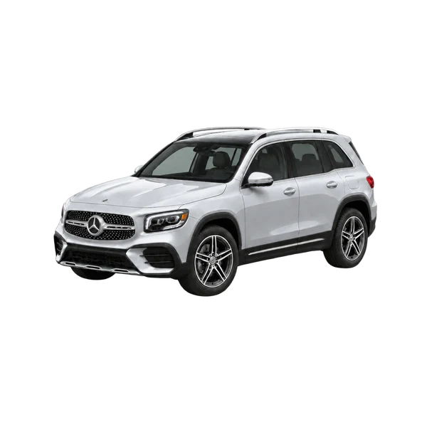 silver 2023 Mercedes-Benz GLB front three-quarter (facing left) view