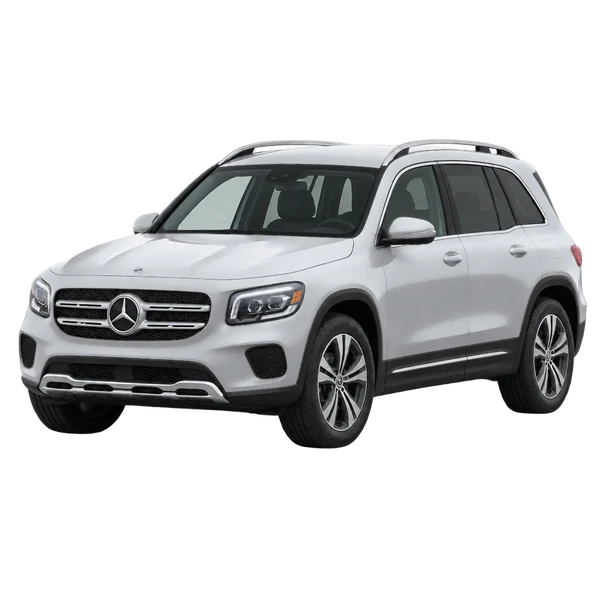 silver 2024 Mercedes-Benz GLB 250 front three-quarter (facing left) view