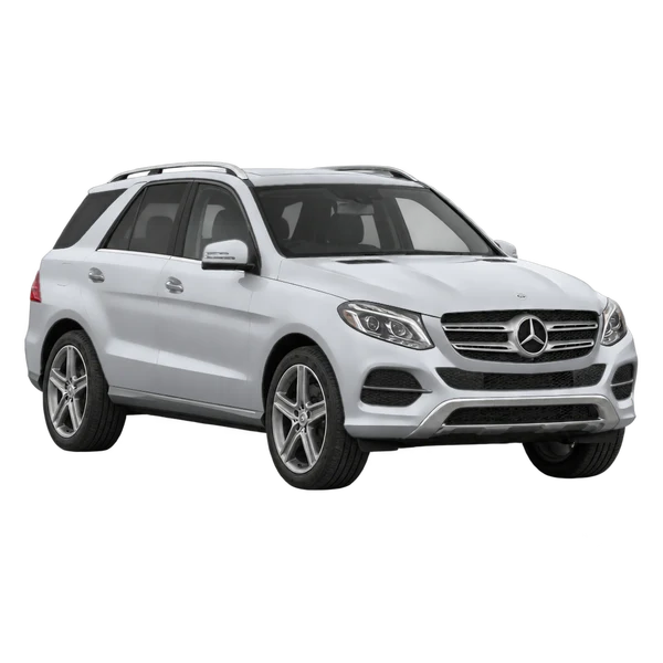silver 2016 Mercedes-Benz GLE-Class front three-quarter (facing left) view