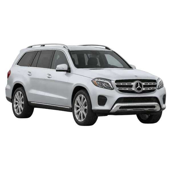 silver 2017 Mercedes-Benz GLS front three-quarter (facing left) view