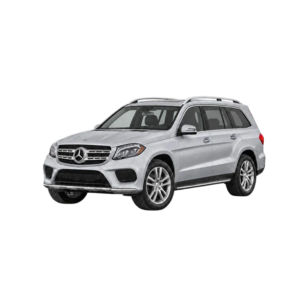 silver 2016 Mercedes-Benz GLS-Class front three-quarter (facing left) view