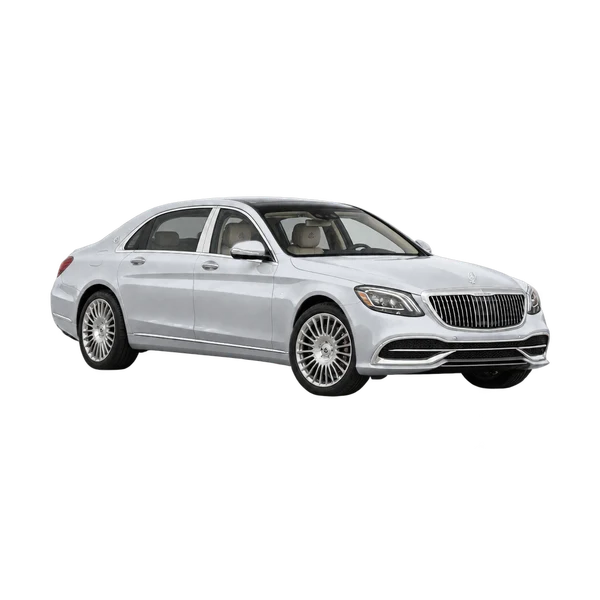 silver 2020 Mercedes-Benz Maybach S-Class front three-quarter (facing left) view