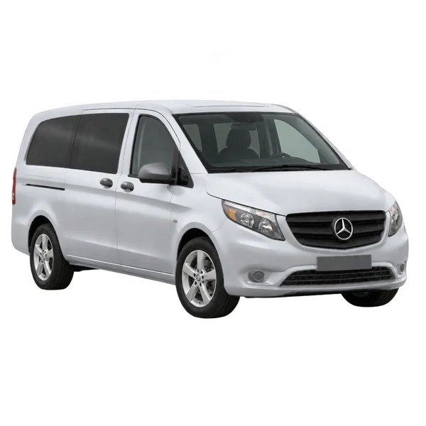 silver 2020 Mercedes-Benz Metris front three-quarter (facing left) view