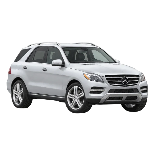 silver 2014 Mercedes-Benz ML-Class front three-quarter (facing left) view