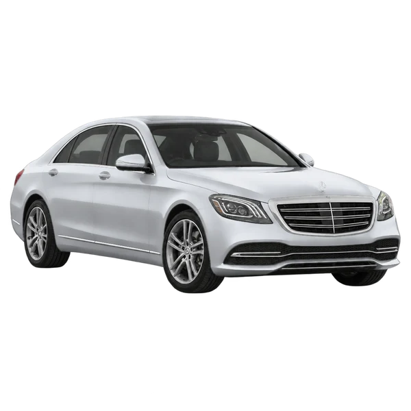 silver 2019 Mercedes-Benz S 450 front three-quarter (facing left) view