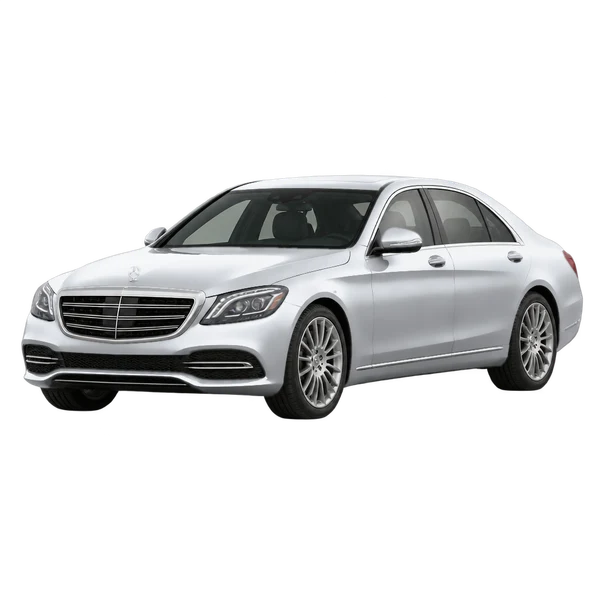 silver 2018 Mercedes-Benz S 560 front three-quarter (facing left) view