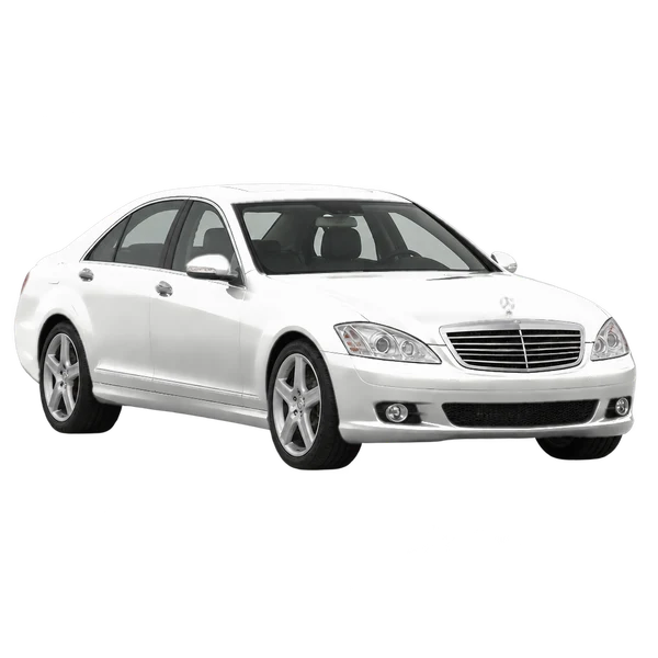 white 2008 Mercedes-Benz S-Class front three-quarter (facing left) view
