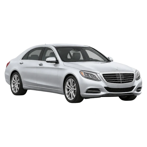 silver 2015 Mercedes-Benz S-Class front three-quarter (facing left) view