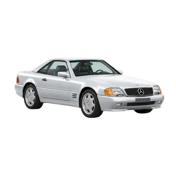 silver 1992 Mercedes-Benz SL front three-quarter (facing left) view