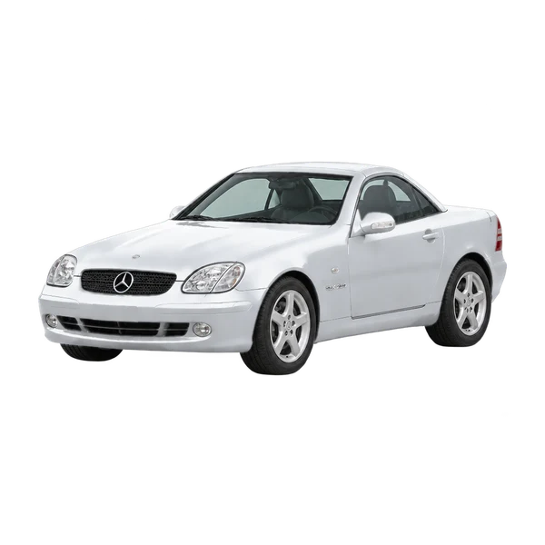 silver 2001 Mercedes-Benz SLK-Class front three-quarter (facing left) view