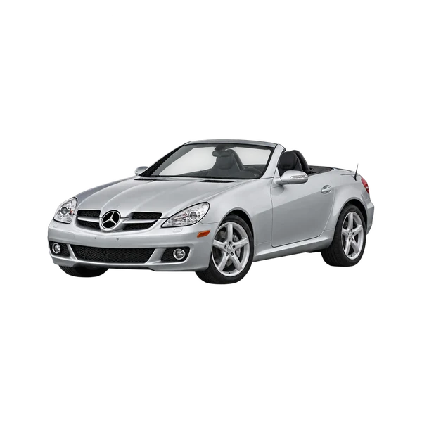 silver 2010 Mercedes-Benz SLK-Class front three-quarter (facing left) view