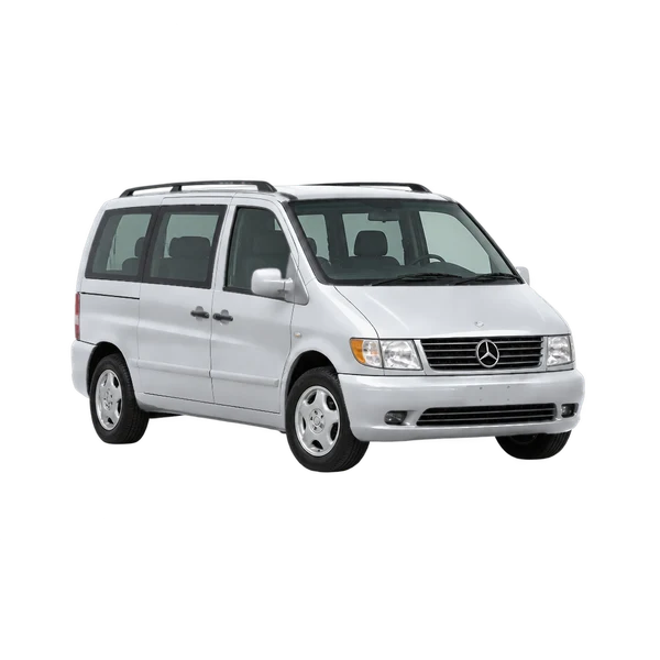 silver 1999 Mercedes-Benz V-Class front three-quarter (facing left) view