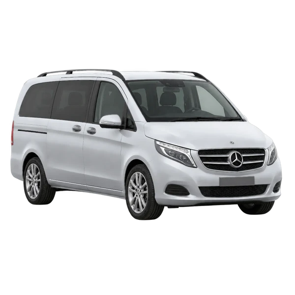 silver 2017 Mercedes-Benz V-Class front three-quarter (facing left) view