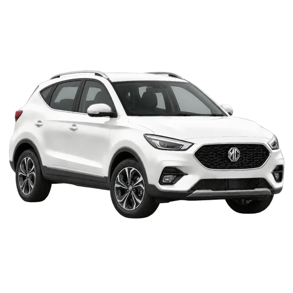 white 2024 MG ZS front three-quarter (facing left) view