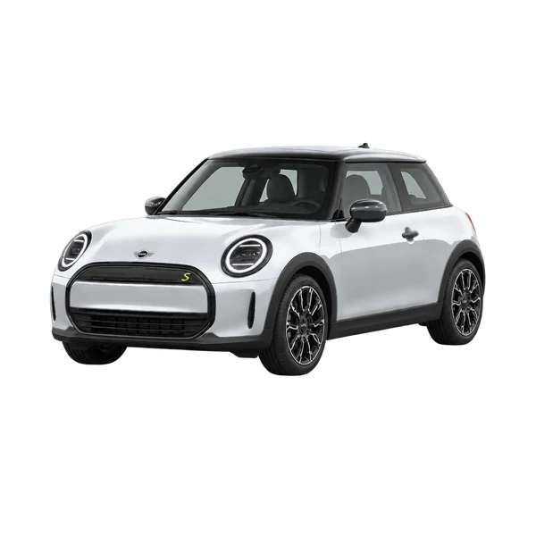 silver 2026 MINI Cooper SE front three-quarter (facing left) view