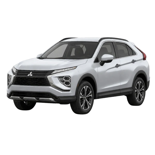silver 2025 Mitsubishi Eclipse Cross front three-quarter (facing left) view
