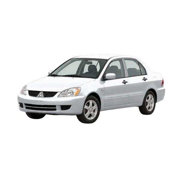 silver 2003 Mitsubishi Mirage front three-quarter (facing left) view
