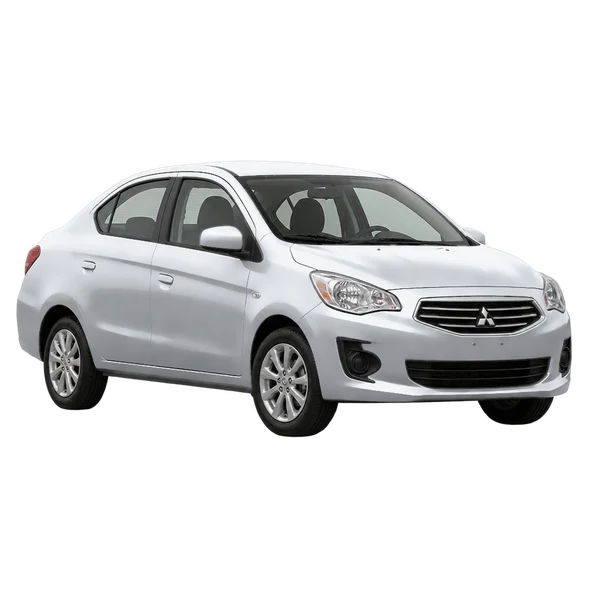silver 2017 Mitsubishi Mirage G4 front three-quarter (facing left) view