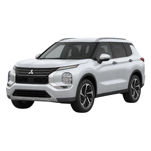 silver 2023 Mitsubishi Outlander front three-quarter (facing left) view