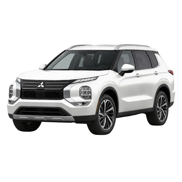 white 2026 Mitsubishi Outlander front three-quarter (facing left) view