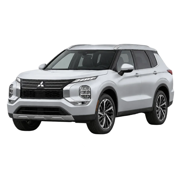 silver 2026 Mitsubishi Outlander front three-quarter (facing left) view