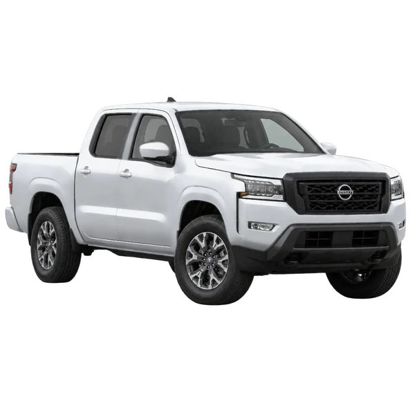 silver 2026 Nissan Frontier front three-quarter (facing left) view