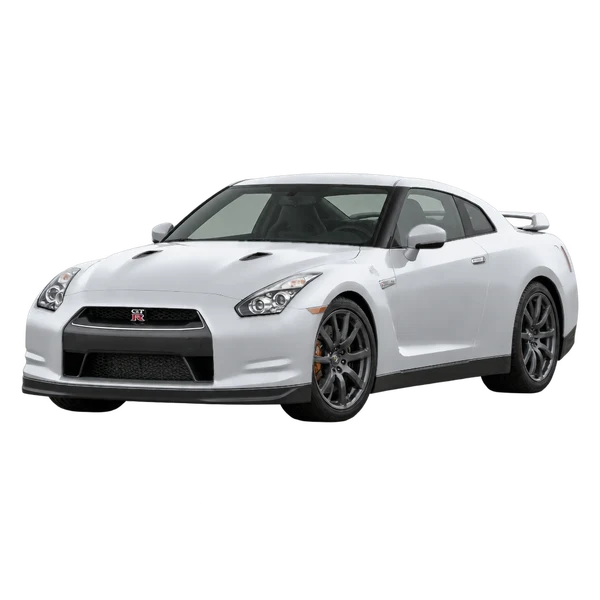 silver 2023 Nissan GT-R front three-quarter (facing left) view