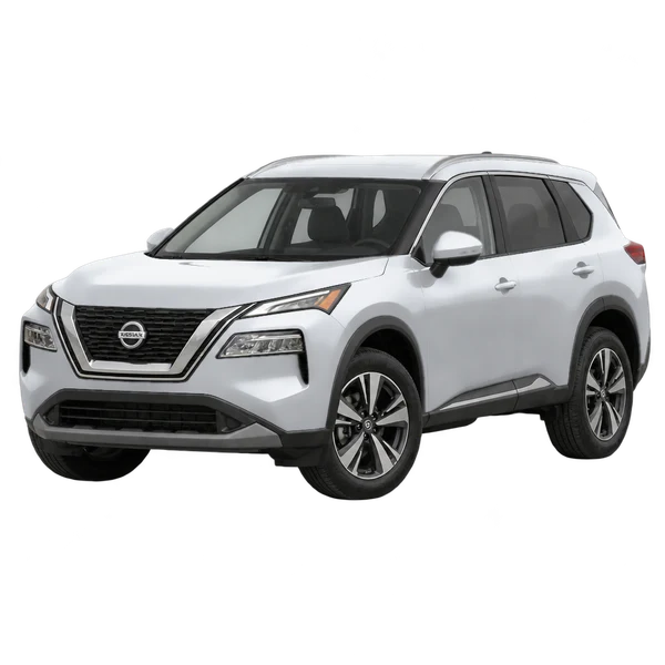 silver 2026 Nissan Rogue front three-quarter (facing left) view