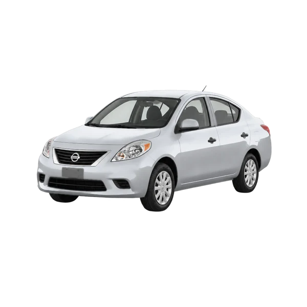 silver 2013 Nissan Versa front three-quarter (facing left) view