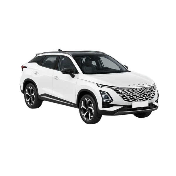 white 2024 Omoda C5 front three-quarter (facing left) view