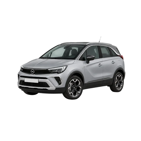 silver 2023 Opel Crossland front three-quarter (facing left) view