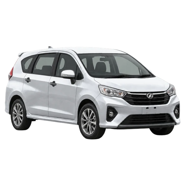 silver 2020 Perodua Alza front three-quarter (facing left) view