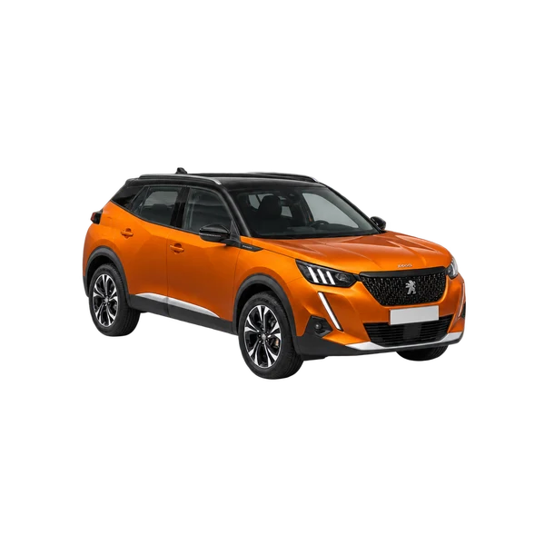 orange 2022 Peugeot 2008 Allure front three-quarter (facing left) view