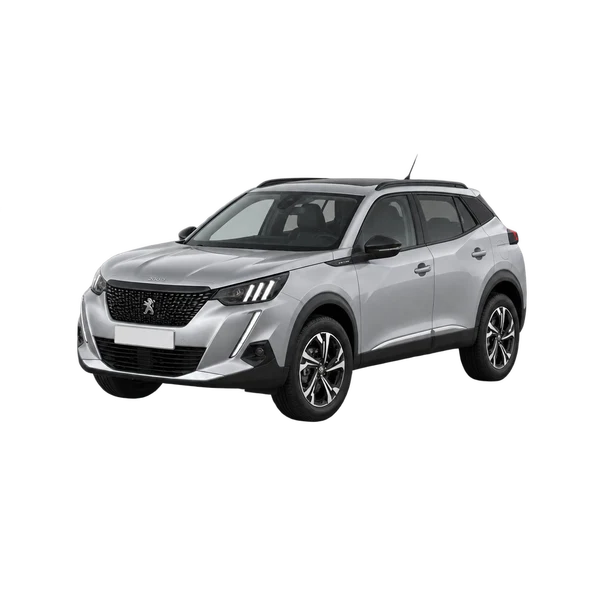 silver 2022 Peugeot 2008 Allure front three-quarter (facing left) view
