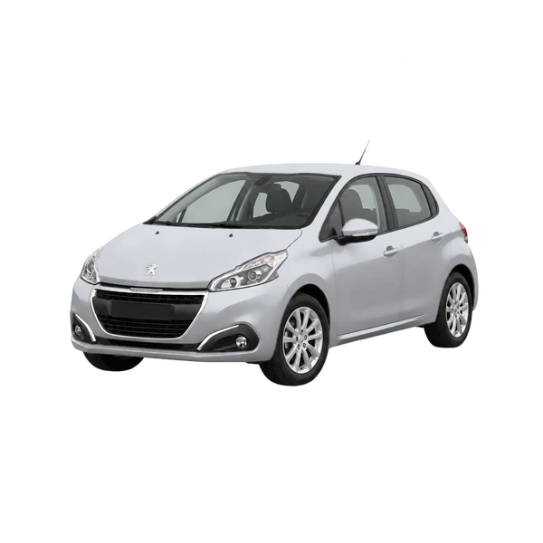 silver 2015 Peugeot 208 front three-quarter (facing left) view