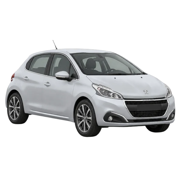 silver 2018 Peugeot 208 front three-quarter (facing left) view