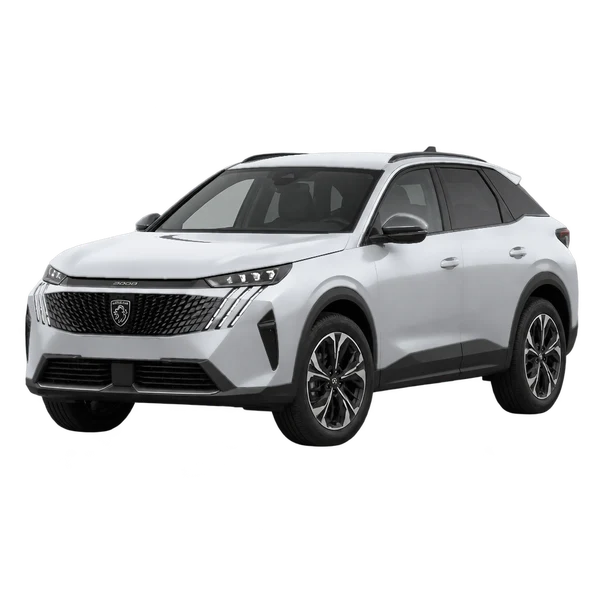 silver 2025 Peugeot 3008 Allure Hybrid front three-quarter (facing left) view