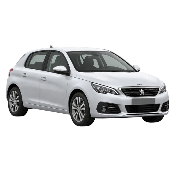 silver 2019 Peugeot 308 front three-quarter (facing left) view