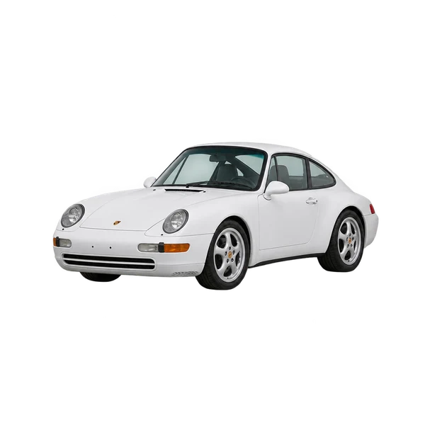 white 1995 Porsche 911 front three-quarter (facing left) view