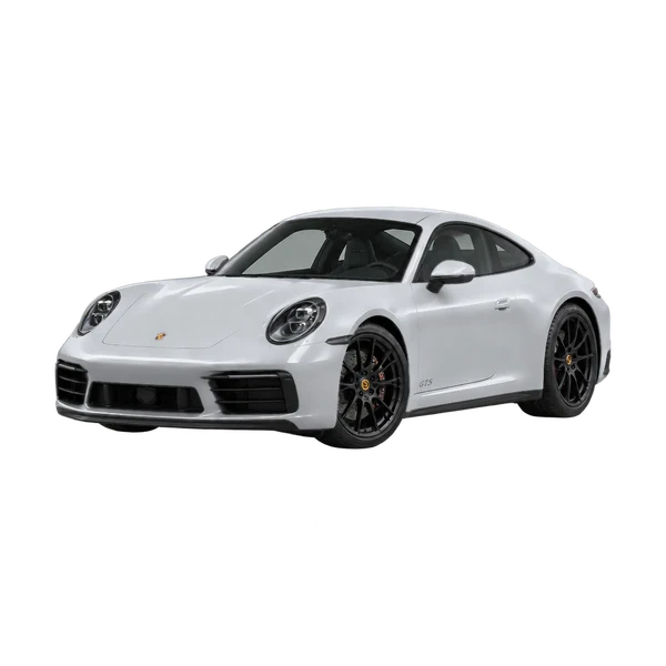 silver 2026 Porsche 911 Carrera 4 GTS front three-quarter (facing left) view