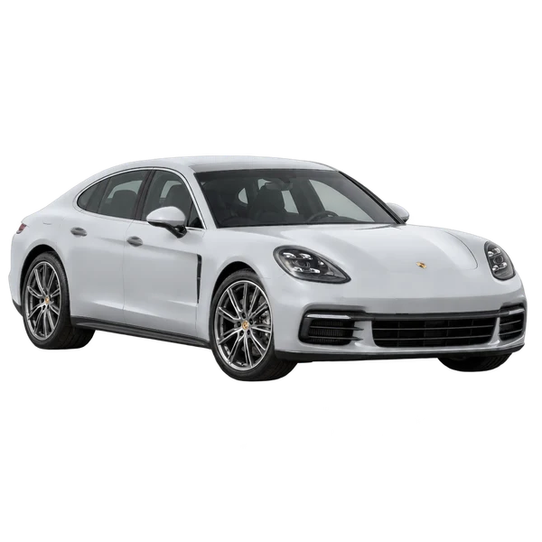 silver 2021 Porsche Panamera front three-quarter (facing left) view
