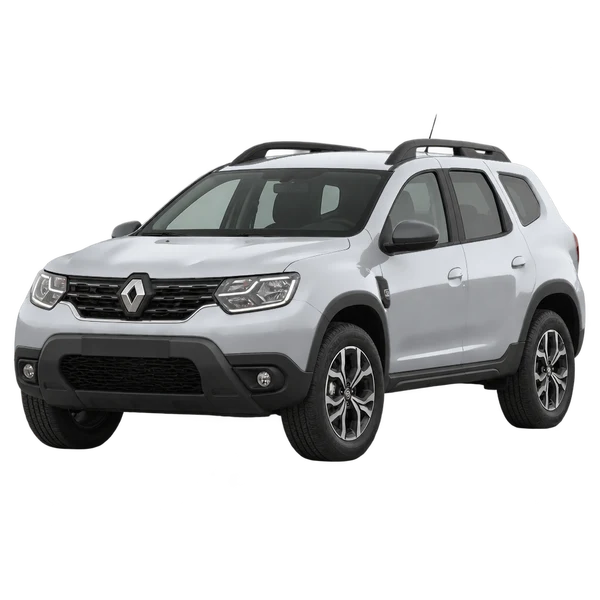 silver 2024 Renault Duster front three-quarter (facing left) view