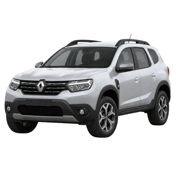 silver 2025 Renault Duster front three-quarter (facing left) view