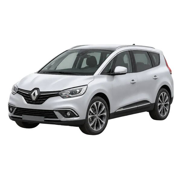 silver 2018 Renault Scenic front three-quarter (facing left) view